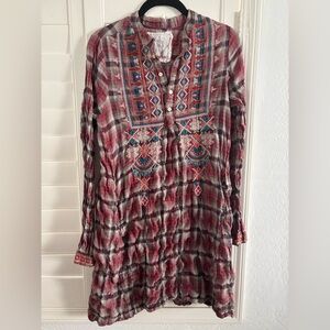 Johnny Was Multicolor Plaid Tunic